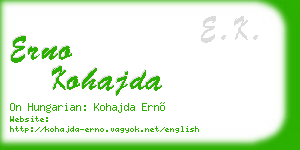 erno kohajda business card